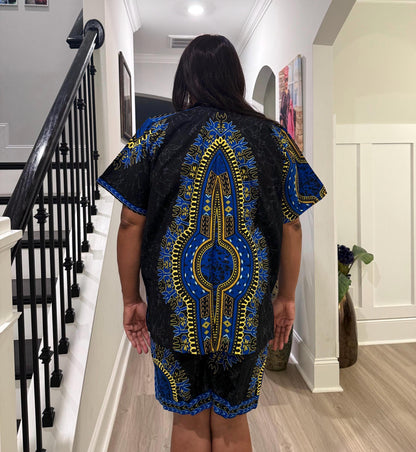 African Ankara  Ethnic/Batik Print 2p Short Pant Set