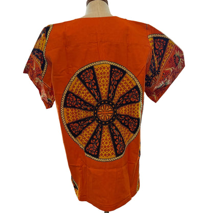African Print Danshiki Top - Ethnic Women's Blouse, 100% Cotton