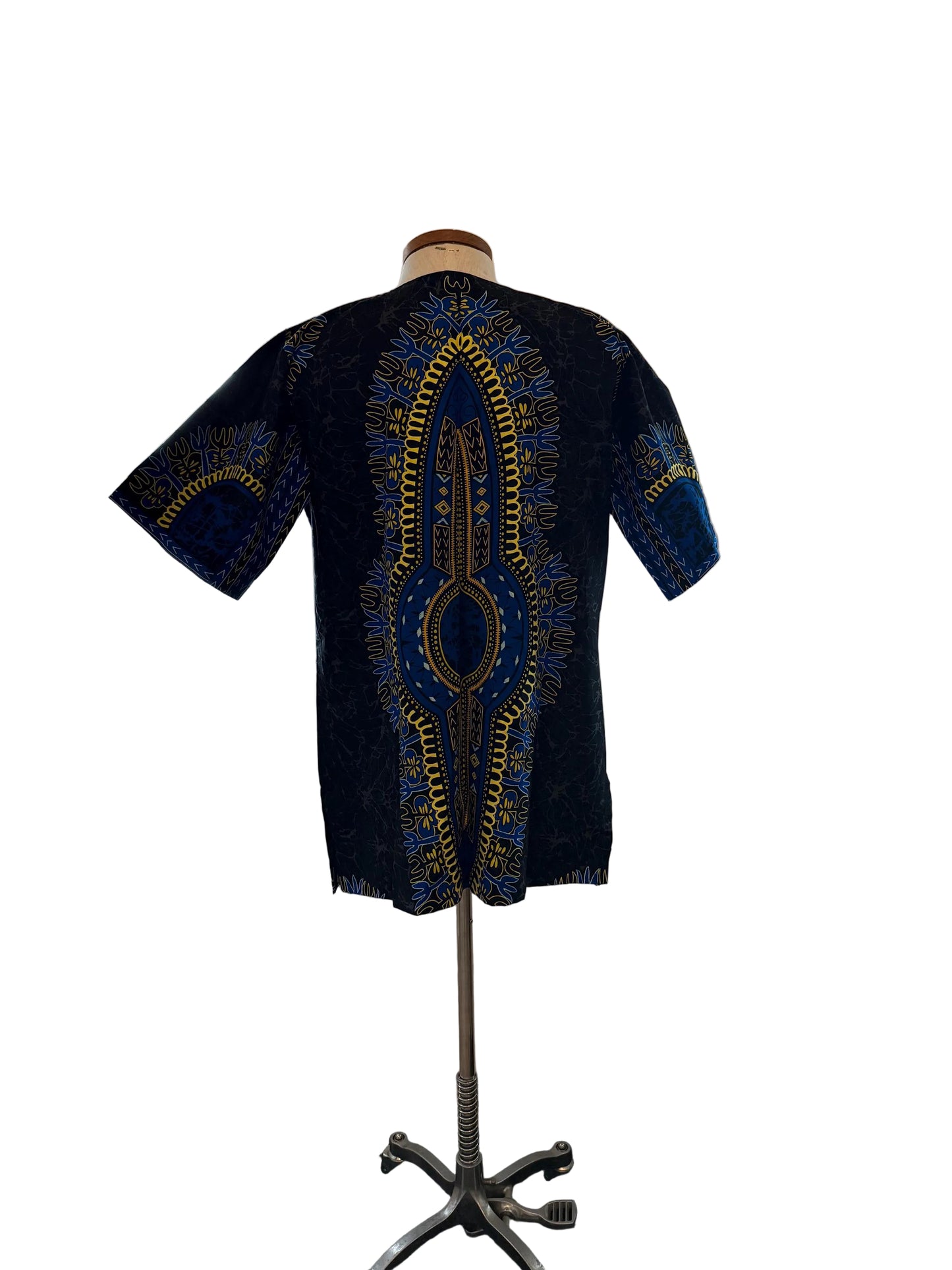 African Ethnic Print Men Danshiki Top, Modern Cotton