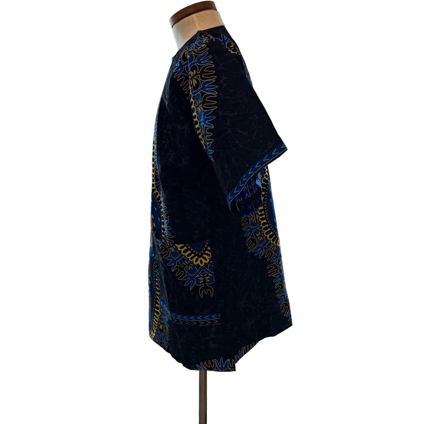 African Ethnic Print Men Danshiki Top, Modern Cotton