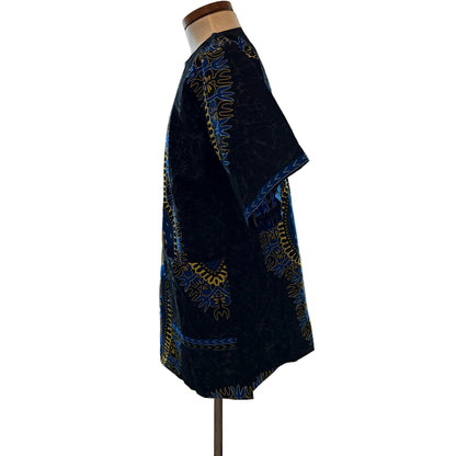 African Ethnic Print Men Danshiki Top, Modern Cotton
