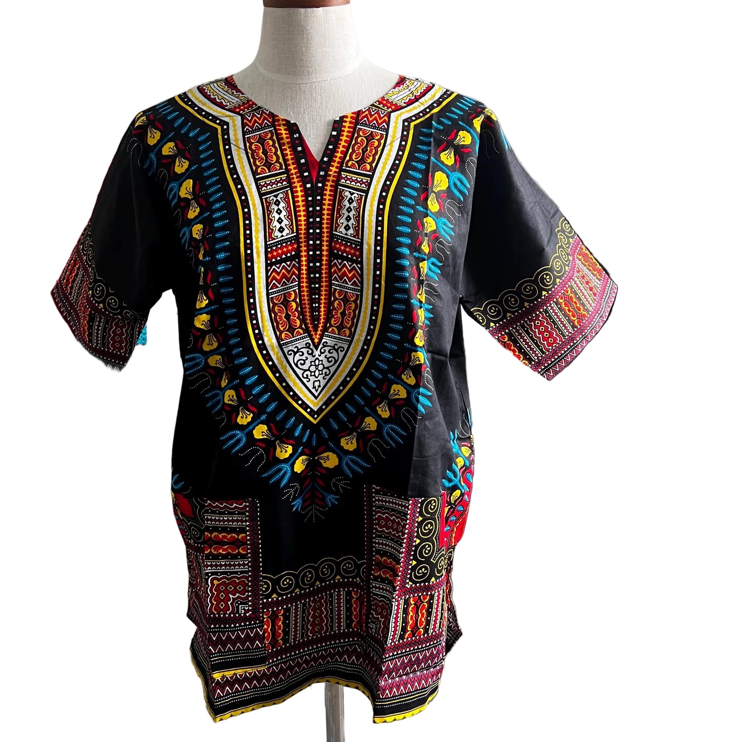 African Print Danshiki Top: Unisex Ethnic Blouse, 100% Cotton