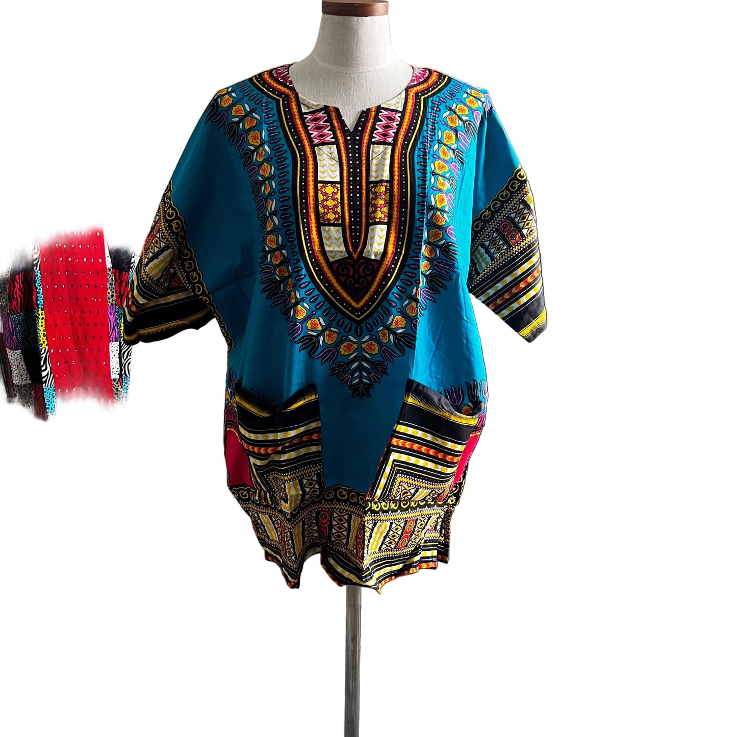 African Print Danshiki Top: Unisex Ethnic Blouse, 100% Cotton
