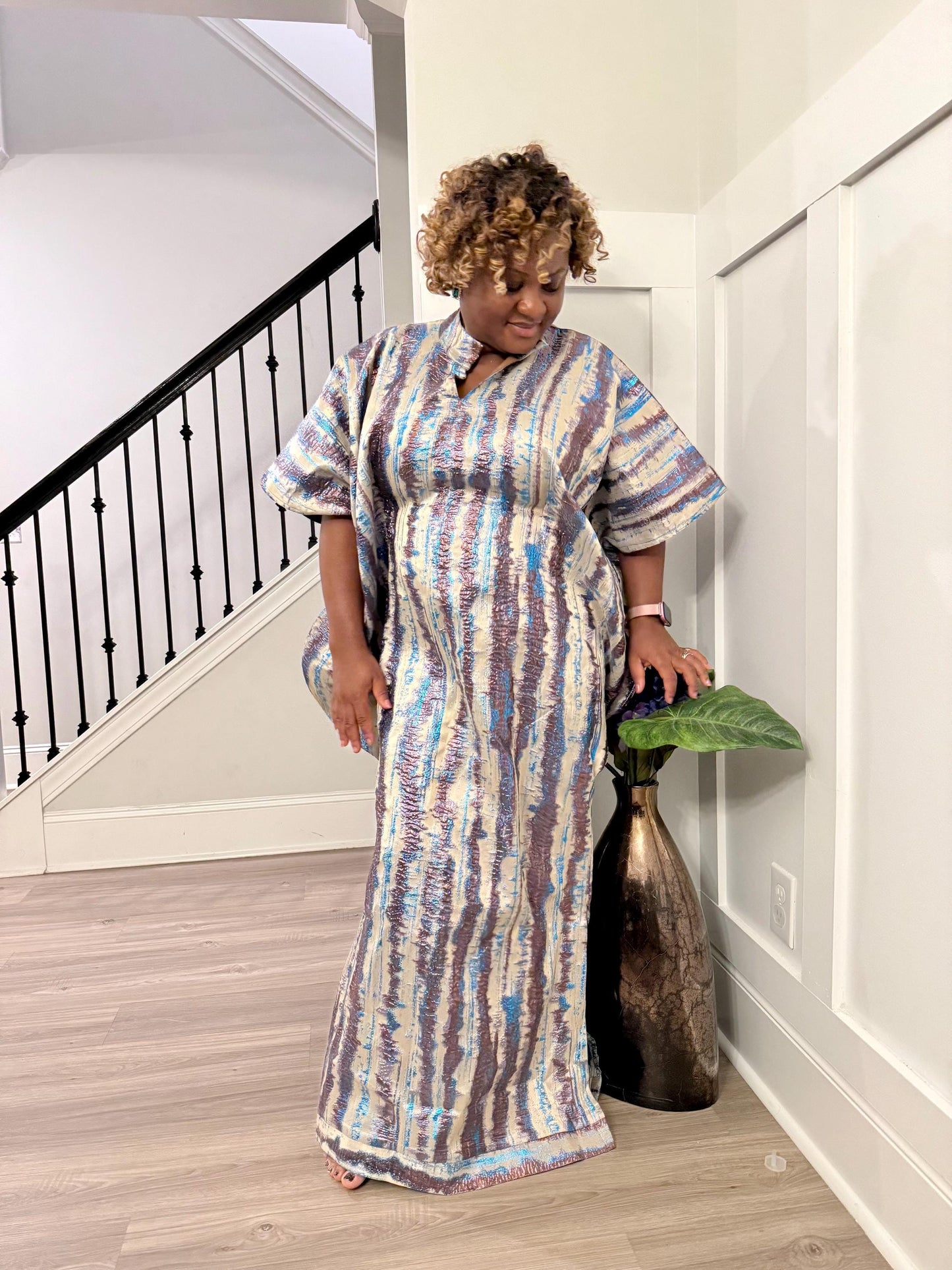 Luxury European Damask Brocade Bubu Maxi Dress | Special Occasion,Weddings Afro American Outfits