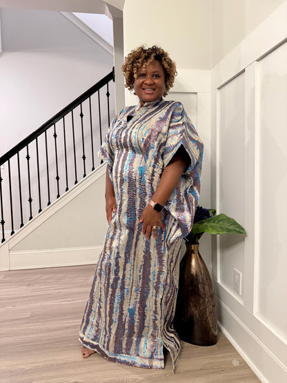 Luxury European Damask Brocade Bubu Maxi Dress | Special Occasion,Weddings Afro American Outfits