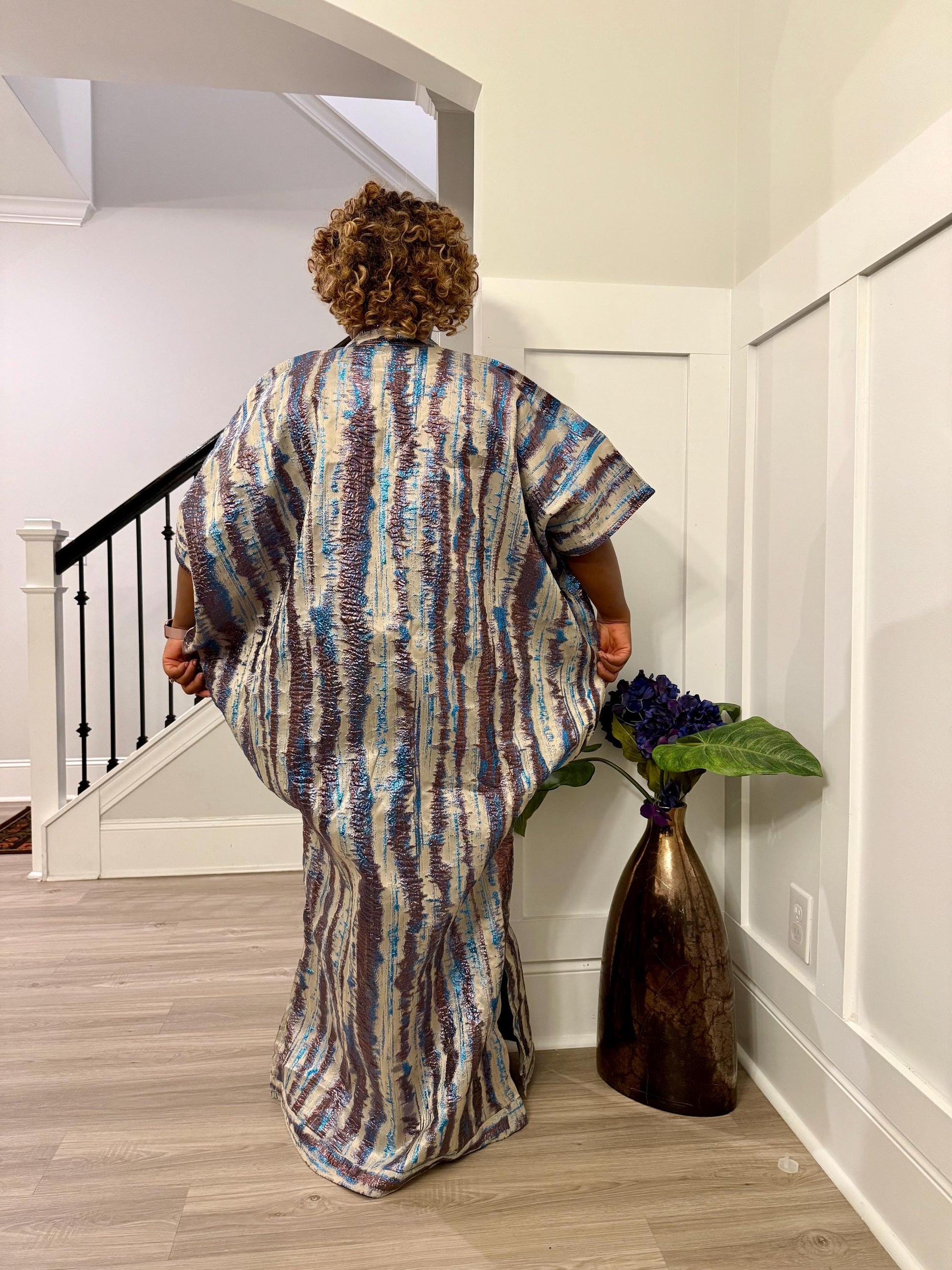 Luxury European Damask Brocade Bubu Maxi Dress | Special Occasion,Weddings Afro American Outfits