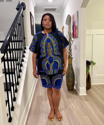 African Ankara  Ethnic/Batik Print 2p Short Pant Set