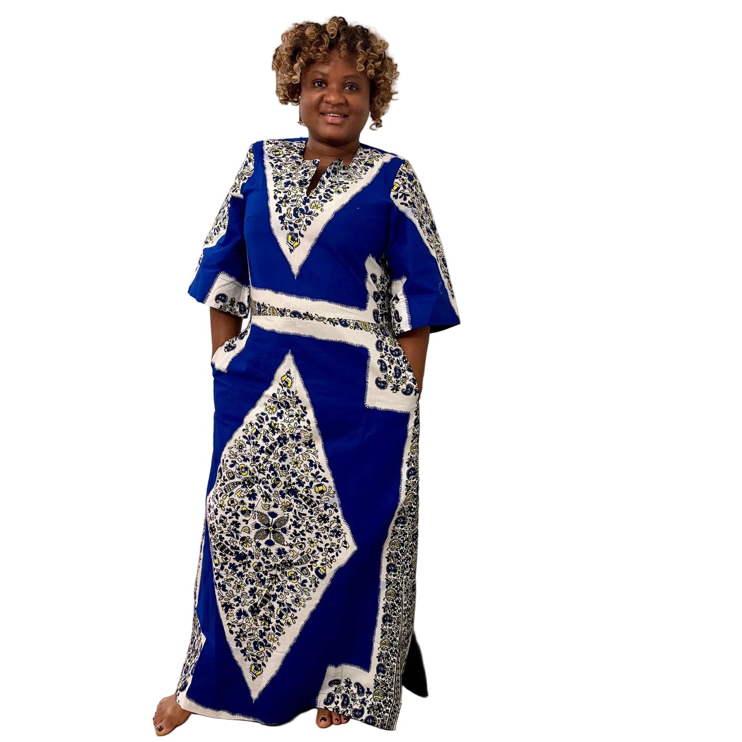 African Print Kaftan Dress: Ethnic Ankara Wax, Holland Cotton
