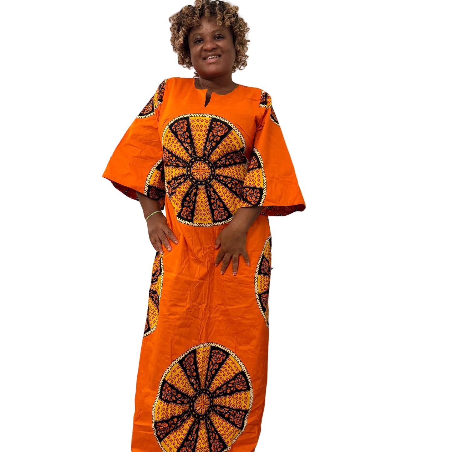 African Print Kaftan Dress: Ethnic Ankara Wax, Holland Cotton