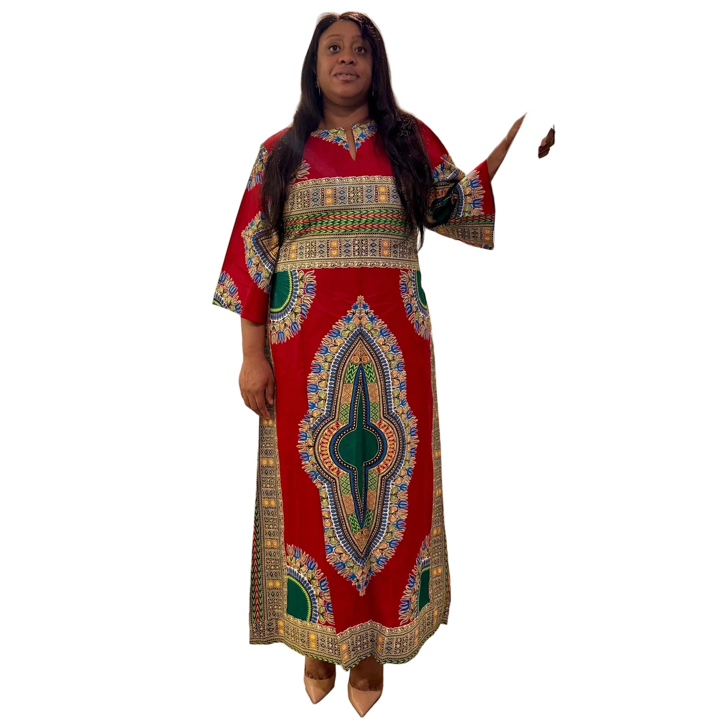 African Print Kaftan Dress: Ethnic Ankara Wax, Holland Cotton
