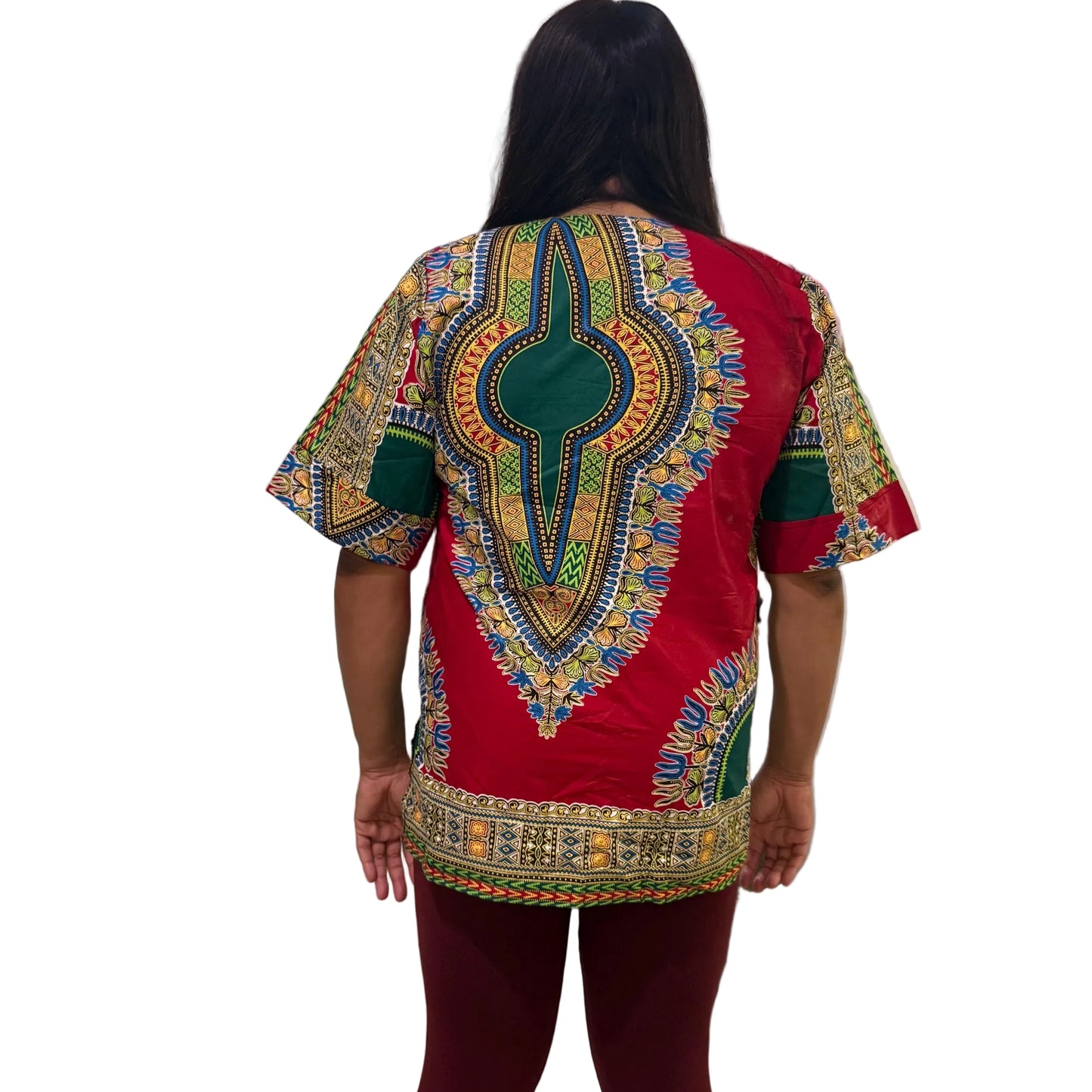 African Print Danshiki Top - Ethnic Women's Blouse, 100% Cotton