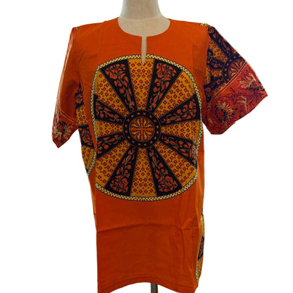 African Print Danshiki Top - Ethnic Women's Blouse, 100% Cotton