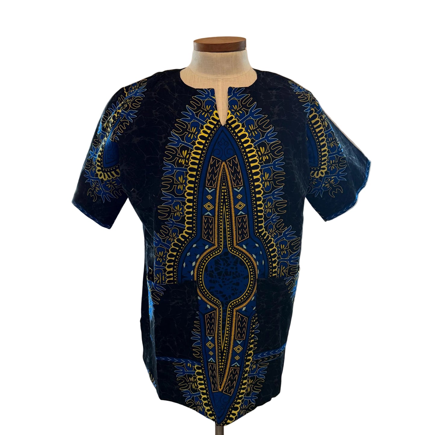 African Ethnic Print Men Danshiki Top, Modern Cotton
