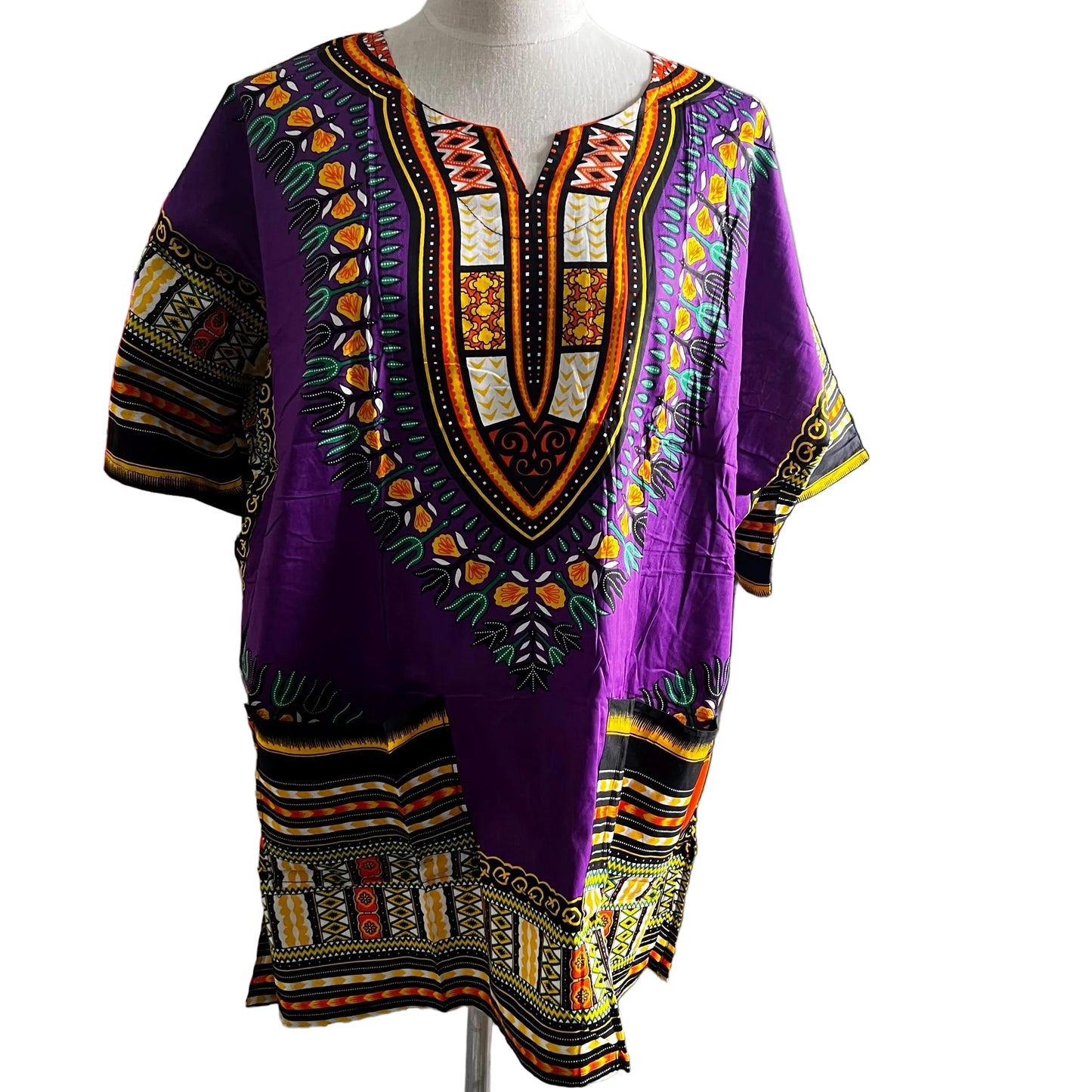 African Print Danshiki Top: Unisex Ethnic Blouse, 100% Cotton