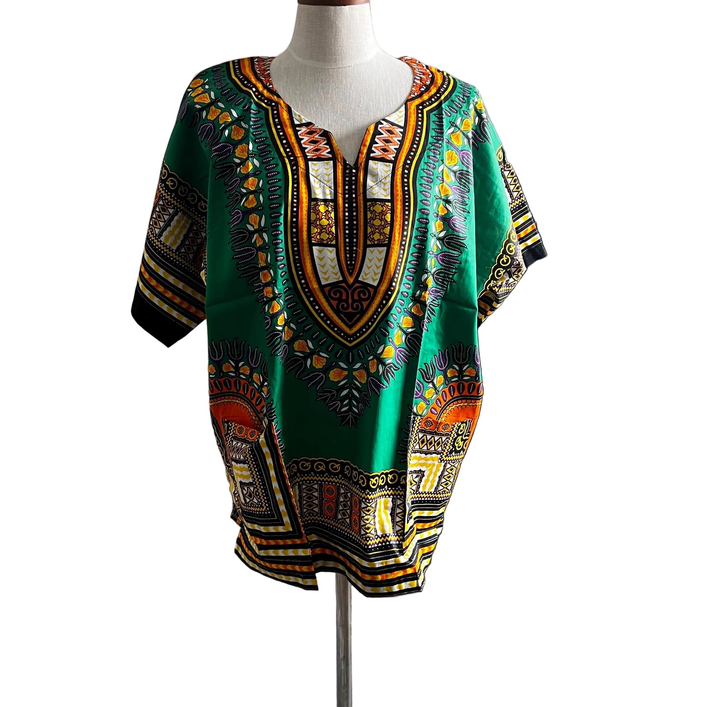 African Print Danshiki Top: Unisex Ethnic Blouse, 100% Cotton