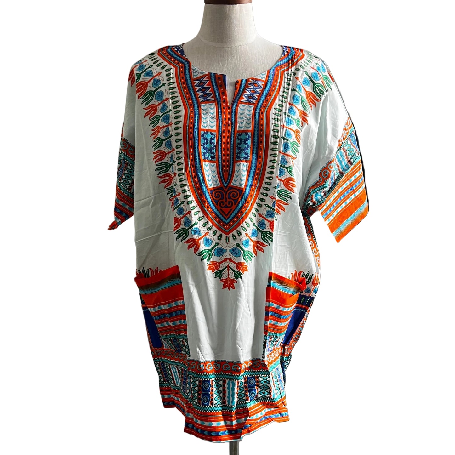 African Print Danshiki Top: Unisex Ethnic Blouse, 100% Cotton
