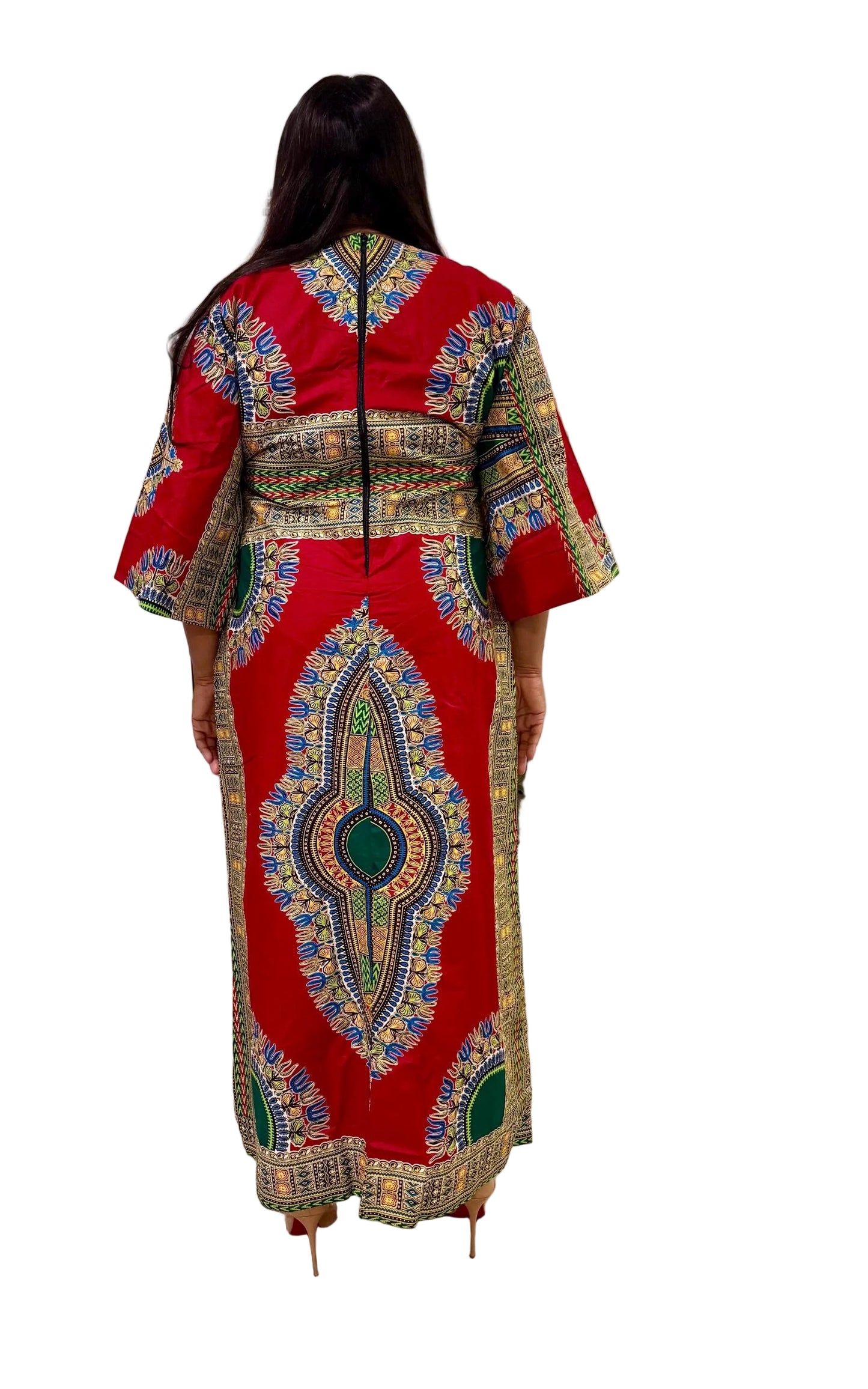 African Print Kaftan Dress: Ethnic Ankara Wax, Holland Cotton
