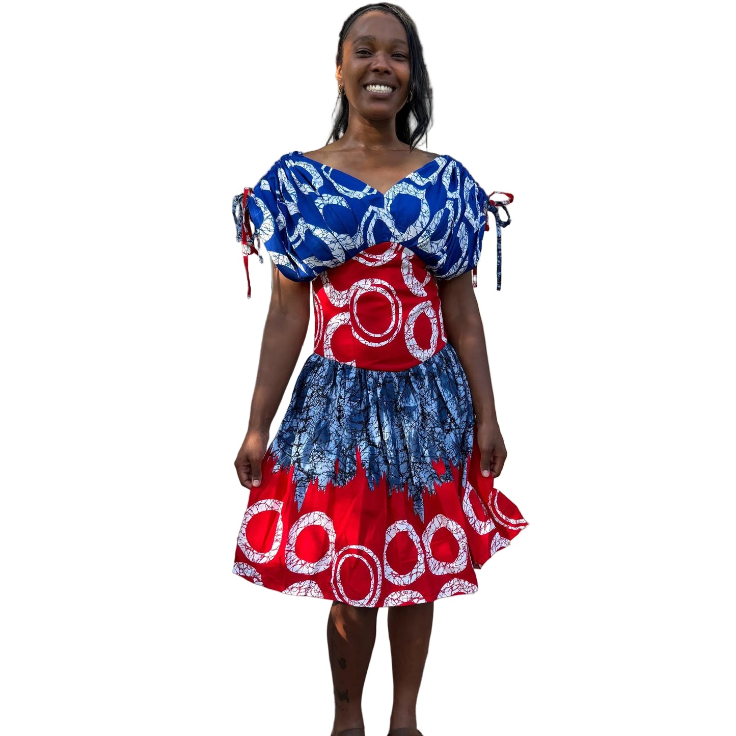 African  Ankara  Wax Print Batic Patterned Colorful  Dress