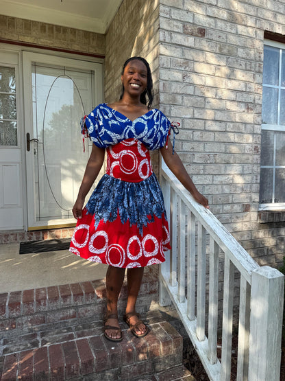 African  Ankara  Wax Print Batic Patterned Colorful  Dress