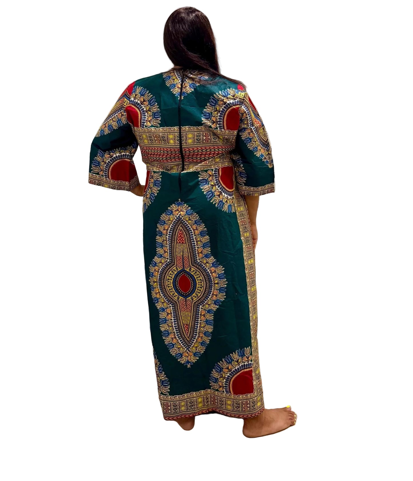 African Print Kaftan Dress: Ethnic Ankara Wax, Holland Cotton