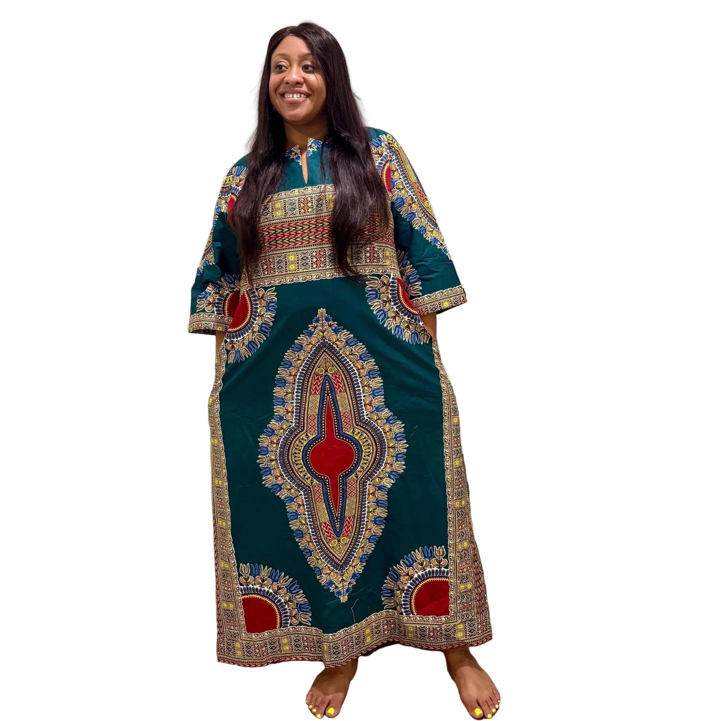African Print Kaftan Dress: Ethnic Ankara Wax, Holland Cotton