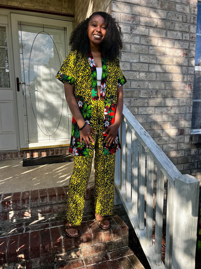 African  Ankara Wax Print  Kimono Pant Set