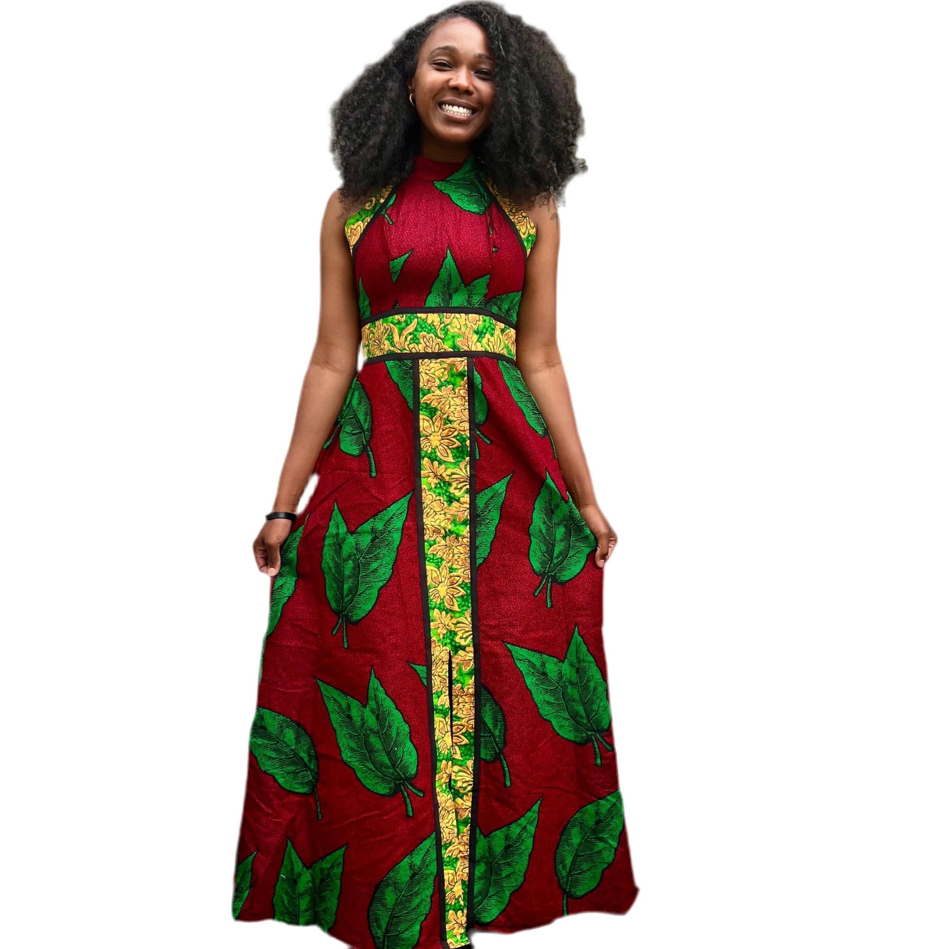 African Ankara Print Afro Eunice Halter Neck Dress Afro American Outfits
