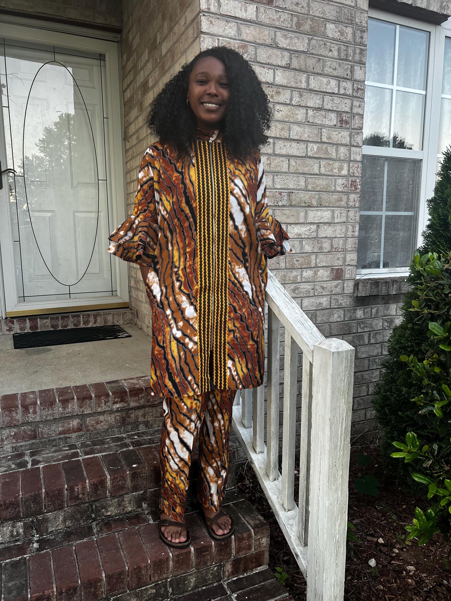 African Wax Print Ankara Kimono Style Front Zipper 2p Pant Set Afro American Outfits