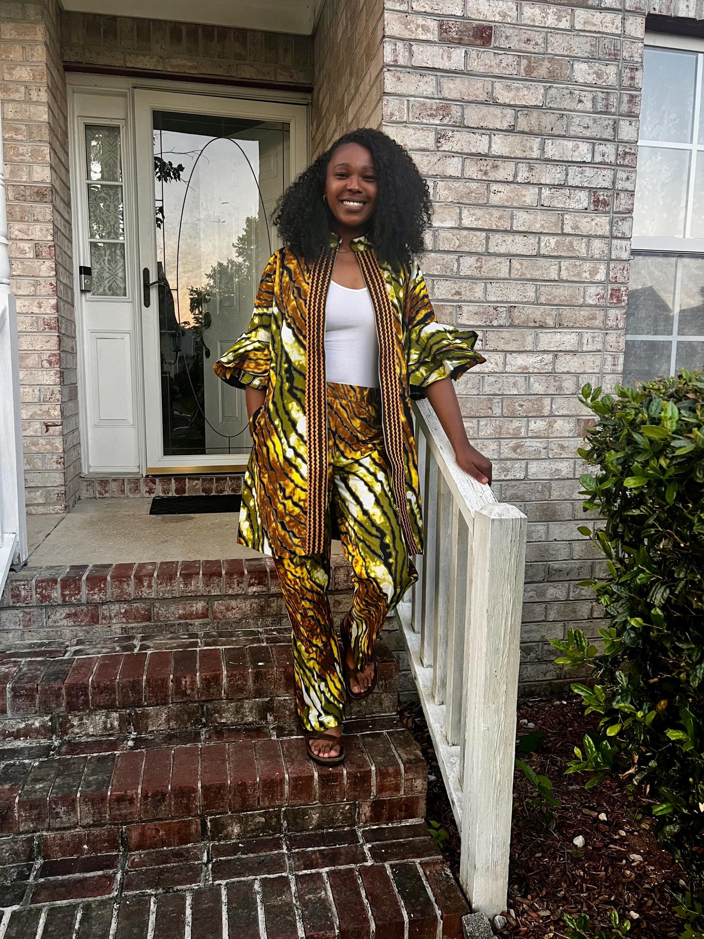African Wax Print Ankara Kimono Style Front Zipper 2p Pant Set Afro American Outfits