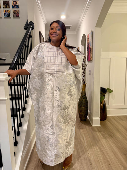 Embroidered Brocade Maxi Dress: African Bubu Boubou Gown