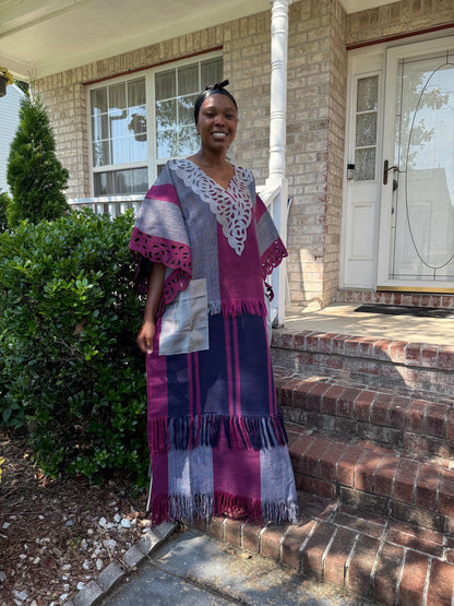 Unique African Traditional Woven  Aso-Oke/Kente  Bubu Maxi Dress