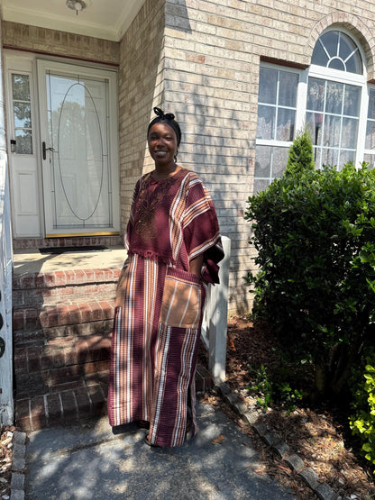 Unique African Traditional Woven  Aso-Oke/Kente  Bubu Maxi Dress