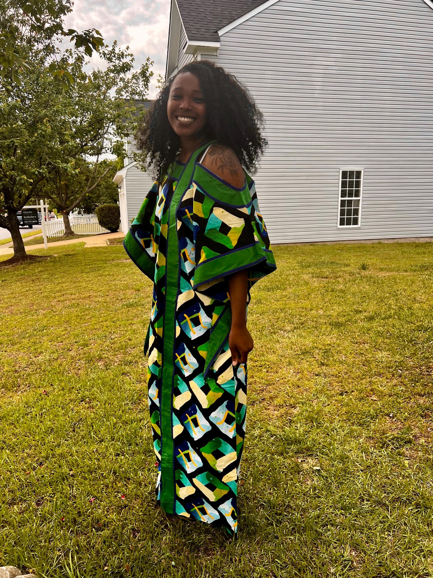 African Ankara Wax Print off Shoulder Afro  Abeke Bubu Maxi Dress Afro American Outfits
