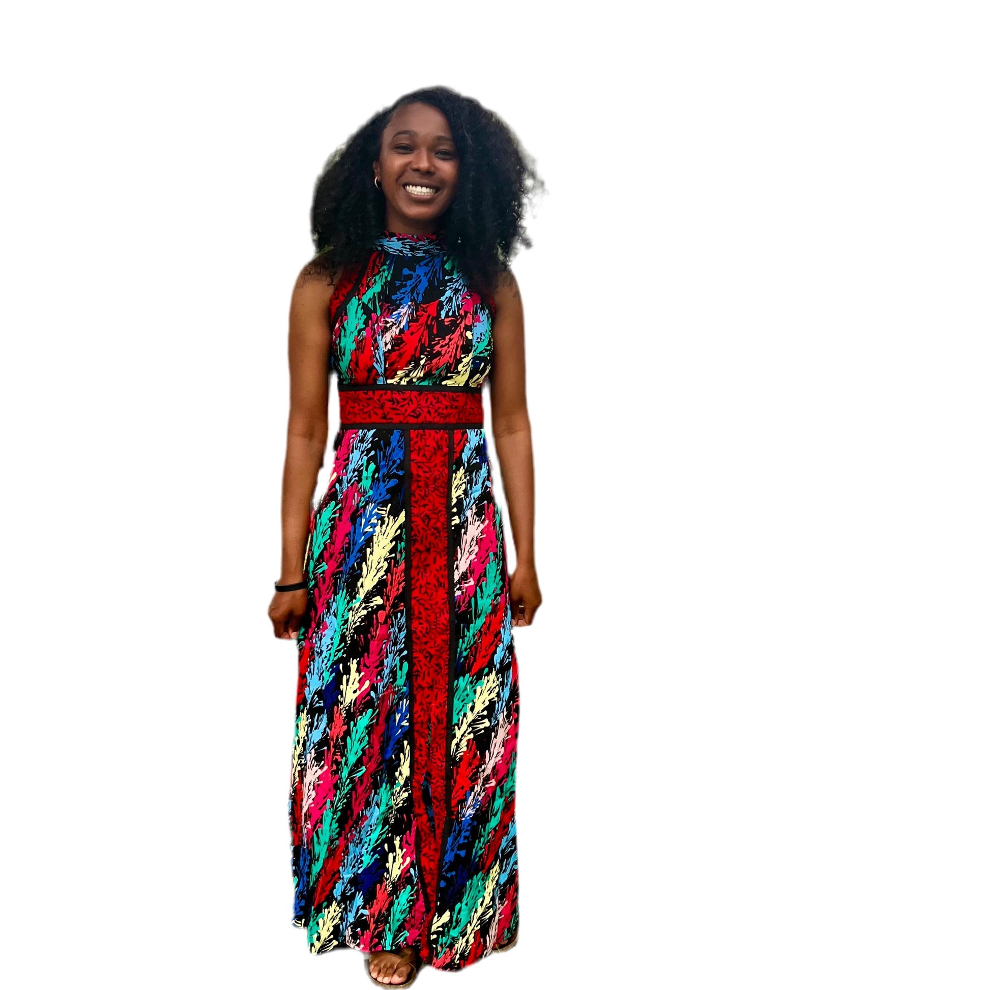 African Ankara Print Afro Eunice Halter Neck Dress Afro American Outfits