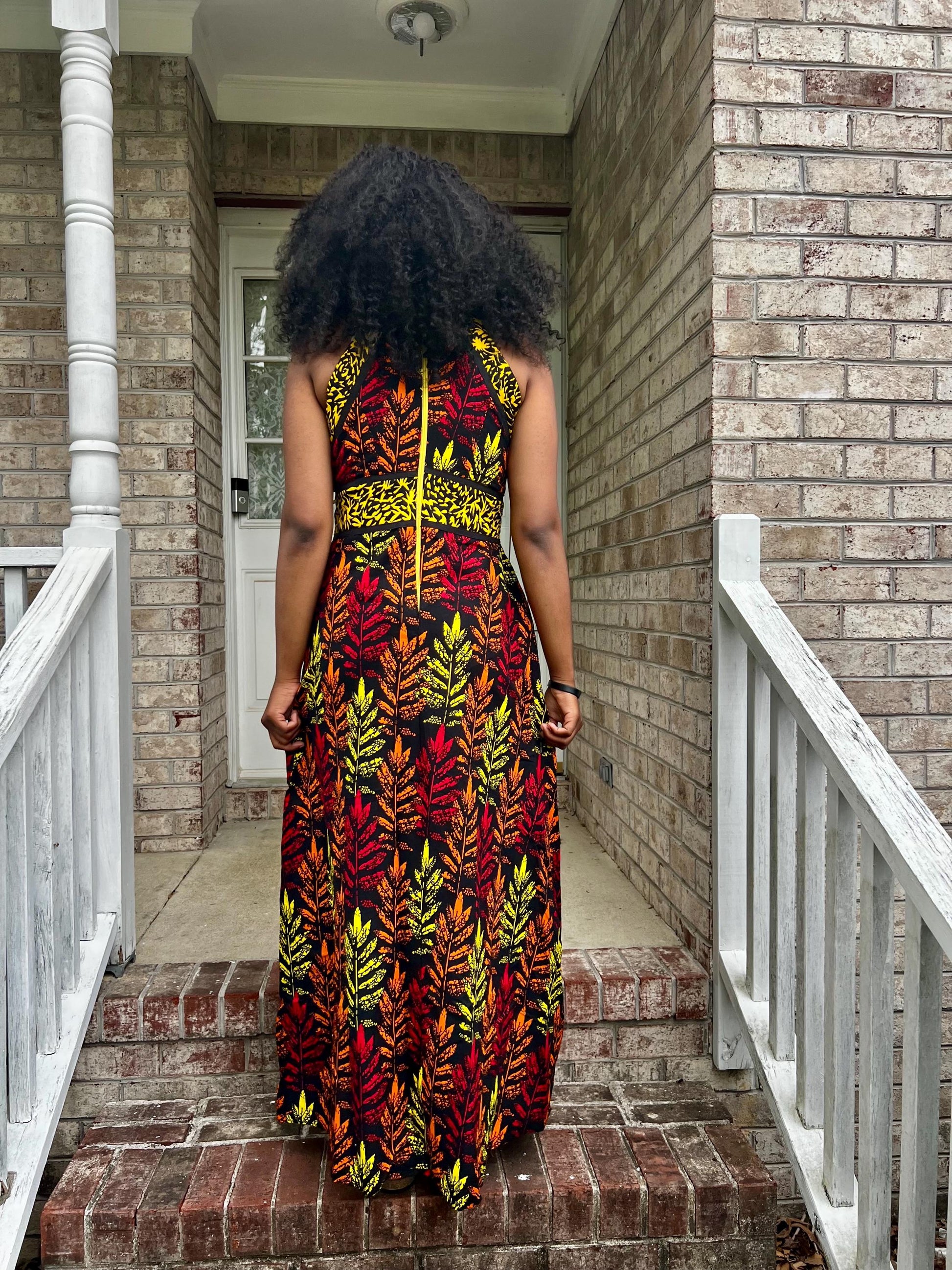 African Ankara Print Afro Eunice Halter Neck Dress Afro American Outfits