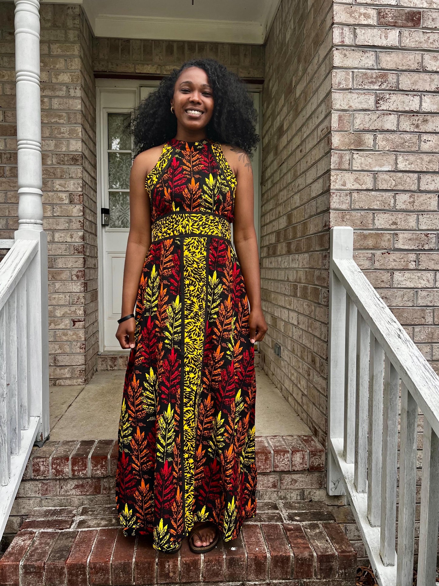 African Ankara Print Afro Eunice Halter Neck Dress Afro American Outfits