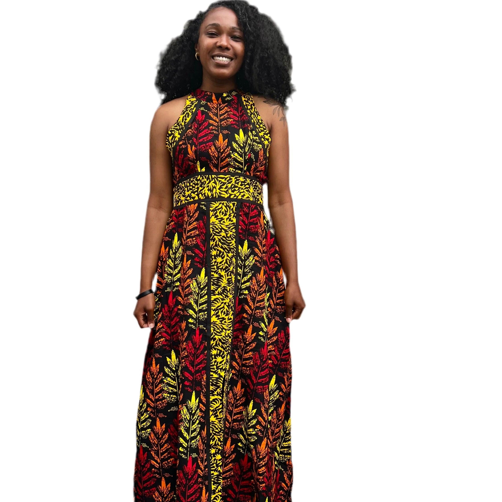 African Ankara Print Afro Eunice Halter Neck Dress Afro American Outfits
