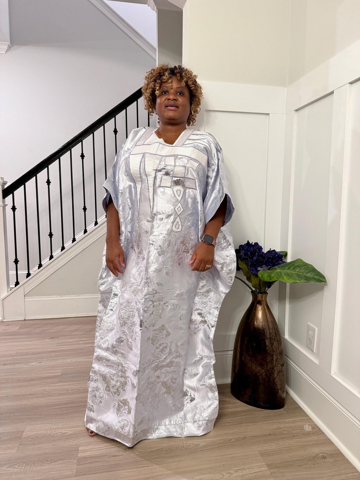 Embroidered Brocade Maxi Dress: African Bubu Boubou Gown