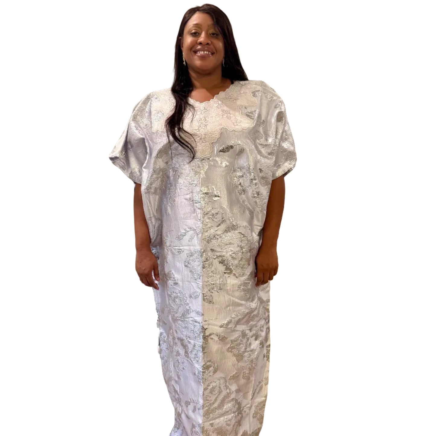 Embroidered Brocade Maxi Dress: African Bubu Boubou Gown