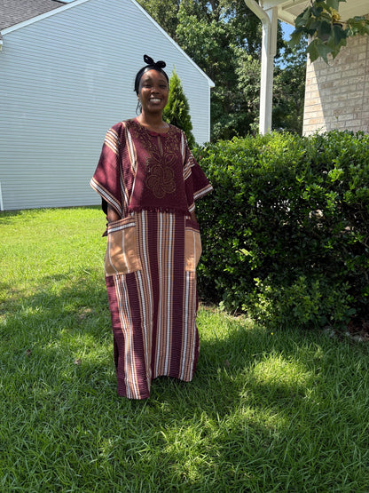 Unique African Traditional Woven  Aso-Oke/Kente  Bubu Maxi Dress