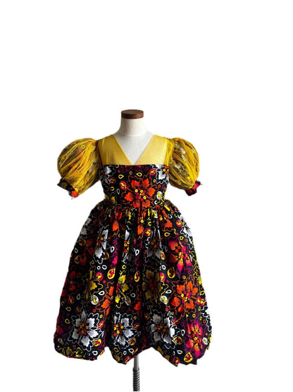 African Ankara Girls Afro Sunshine Ball Dress