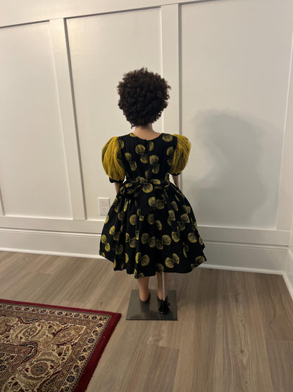 African Ankara Girls Afro Sunshine Ball Dress