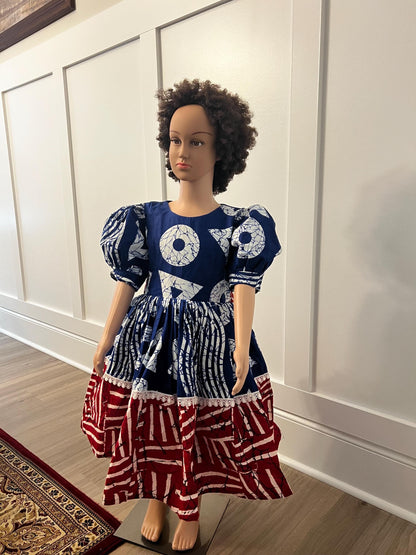 African Ankara Girls Afro Sunshine Ball Dress