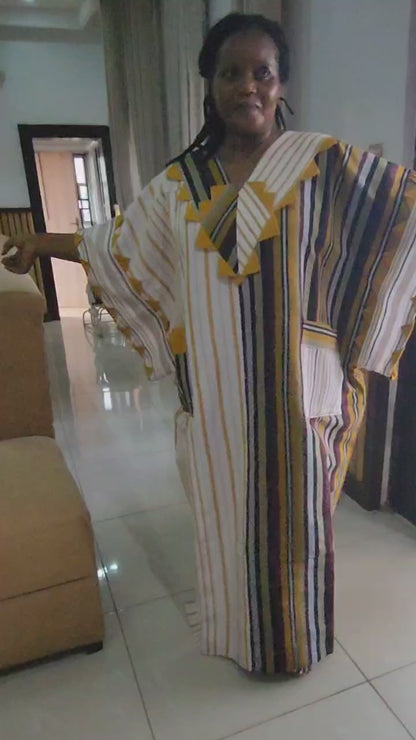 Special African Traditional Woven Aso-Oke/Kente Boubou Maxi Dress