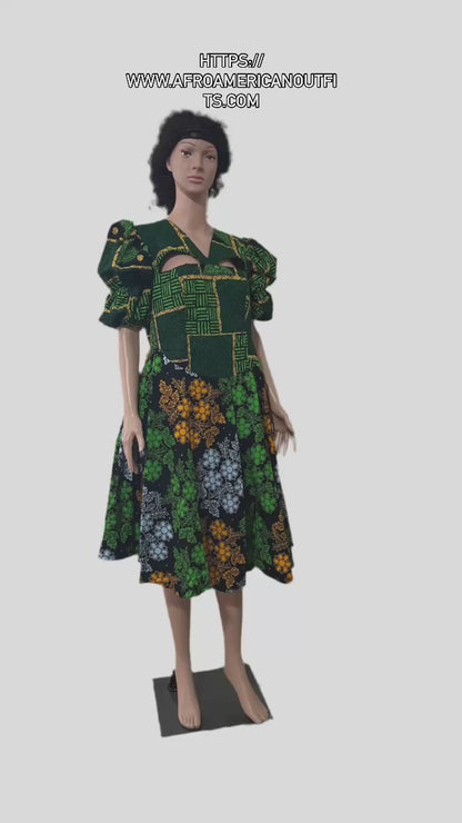 Afro Green Mixed Dress