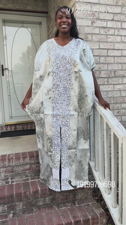 Luxury Afro Talia Damask Brocade Boubou Maxi Dress