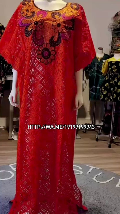 African Luxury Afro Embroidered Lace Boubou Dress