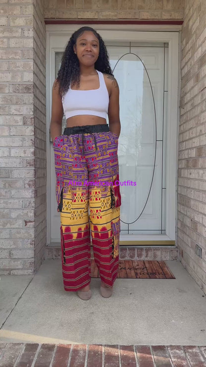 African Ankara Wax Prints  Double Pockets Cargo Pants/Bottom