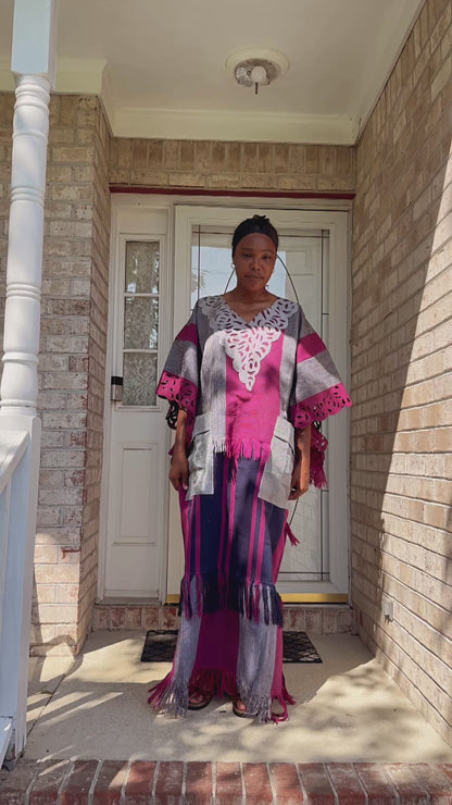 Special African Traditional Woven Aso-Oke/Kente Bubu Maxi Dress