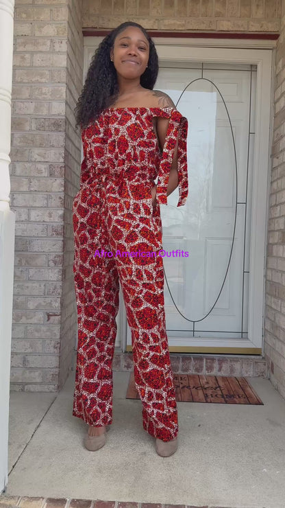 African Ankara Wax Print Afro Zina Jumpsuit